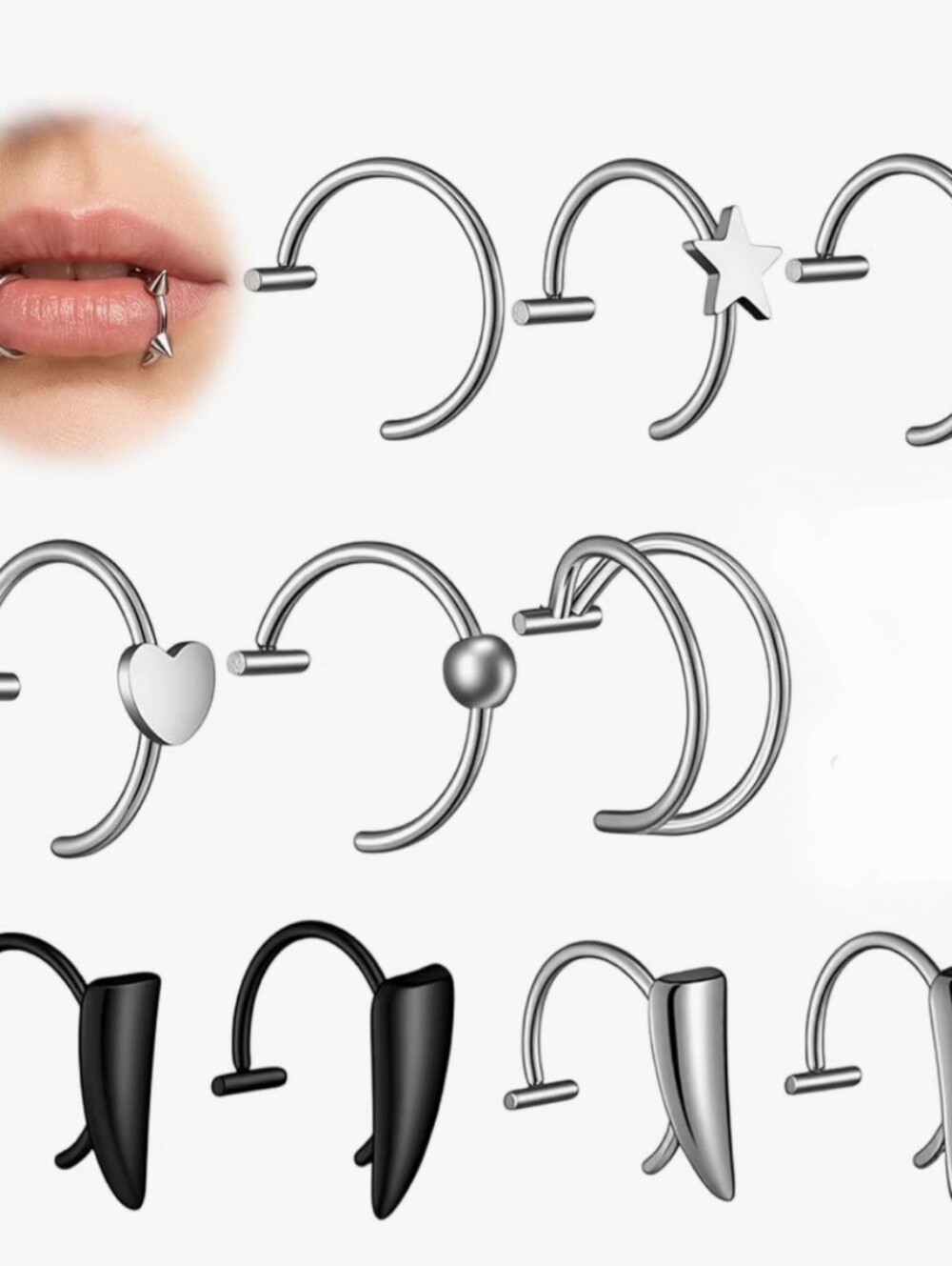 Stainless steel/fake lip or nose rings 24ct** Brand New